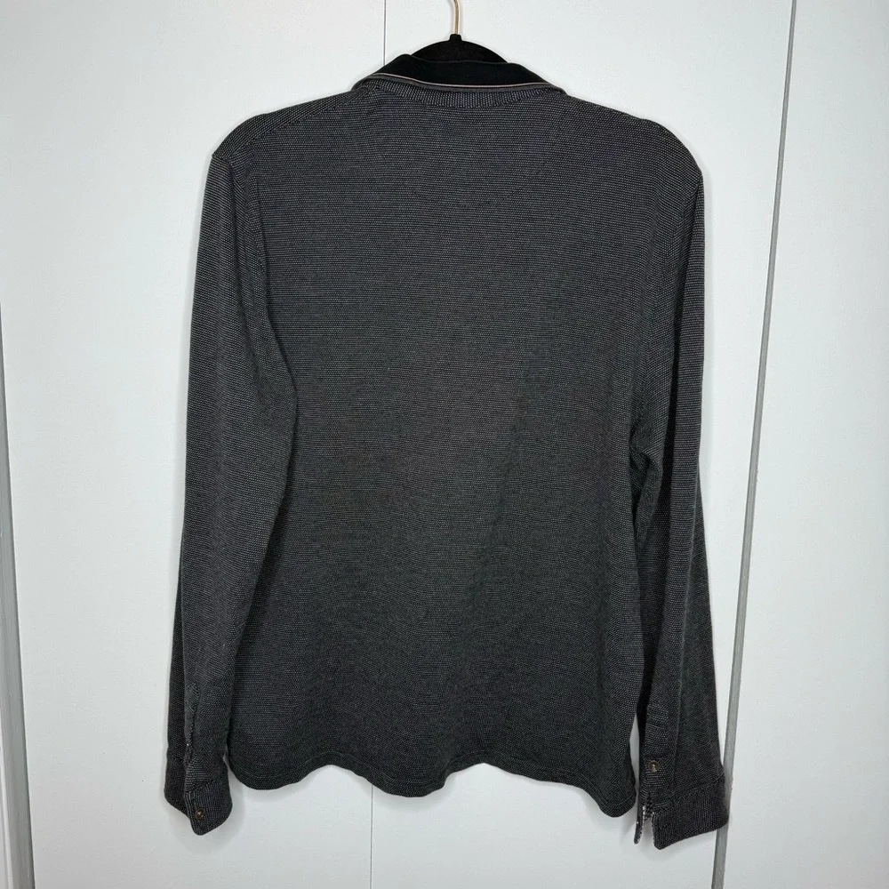 Ted Baker grey and white textured Polo Long Sleeve Shirt size XL - Picture 7 of 9